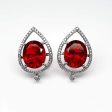 Oval Pear Red Ruby Diamond Earrings 14kt For Discount