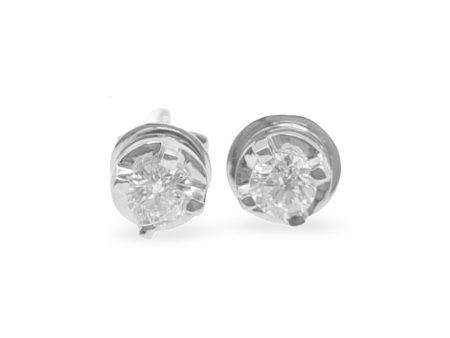 NEW Round Cut Solitaire Diamond Earrings 14kt Sale