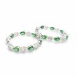 NEW Pear Green Emerald Nano Gemstone Diamond Hoop Earrings 14kt Hot on Sale