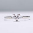 0.52cts H VS Heart Baguette Paved Diamond Engagement Ring 14kt #0059 on Sale