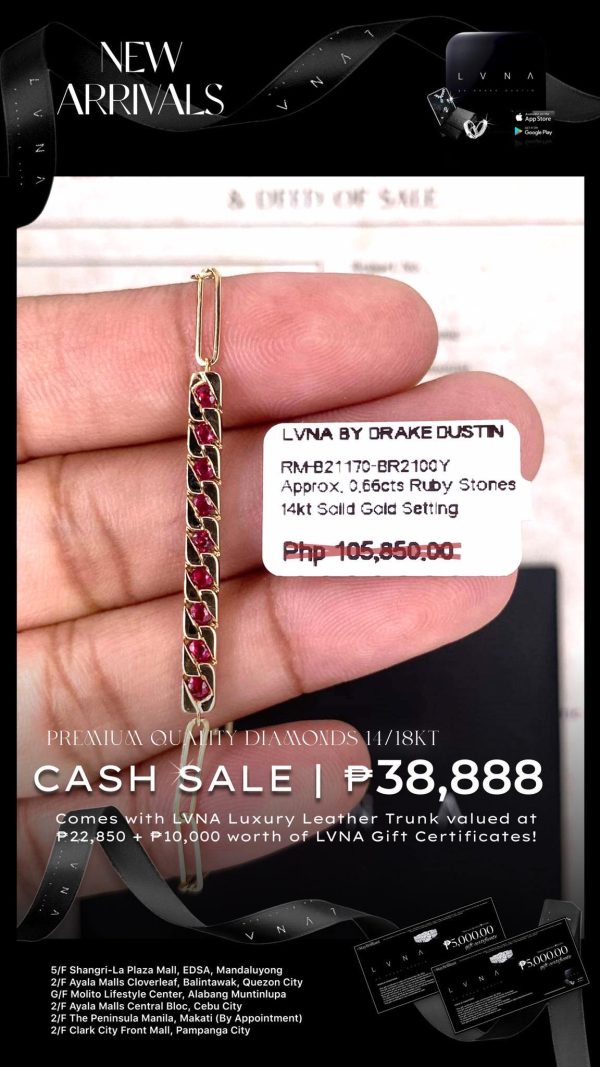 #LVNA2024 | Golden Cabochon Ruby Red Flat Crub-Link Diamond Bracelet 18kt on Sale