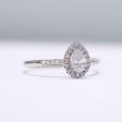 0.90cts F VVS Pear Halo Paved Diamond Engagement Ring 14kt #0070 Online Hot Sale