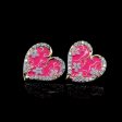 Golden Pink Heart Star Diamond Earrings 18kt For Discount