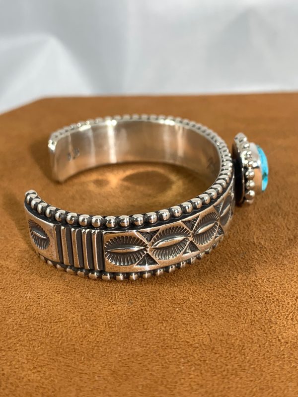 Stamped Turquoise Cuff by Johnathan Nez Online now