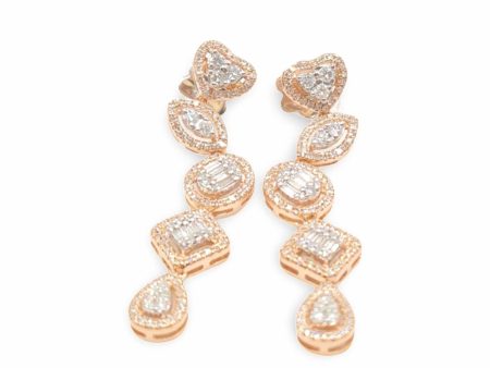 NEW Multi-Shape Halo Diamond Dangling Earrings 14kt Fashion