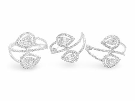 NEW Duo Pear Split Diamond Jewelry Set 14kt For Sale