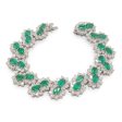 NEW Oval Emerald Gemstone Halo Diamond Eternity Bracelet 18kt on Sale