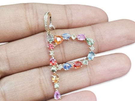 NEW Colored Nano Gemstone Alphabet Diamond Pendant 14kt Cheap