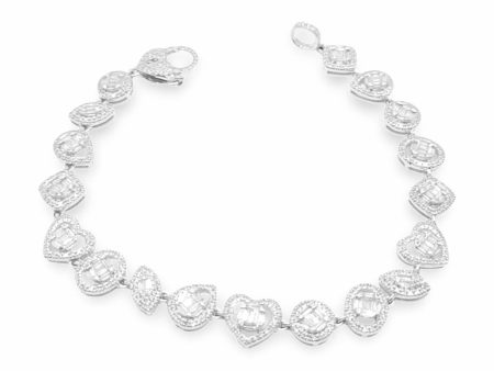 NEW Multi-Shape Halo Diamond Lobster Lock Bracelet 14kt For Cheap