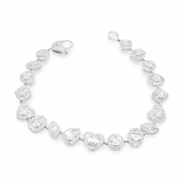 NEW Multi-Shape Halo Diamond Lobster Lock Bracelet 14kt For Cheap