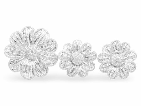 NEW Large Flower Diamond Jewelry Set 14kt Cheap