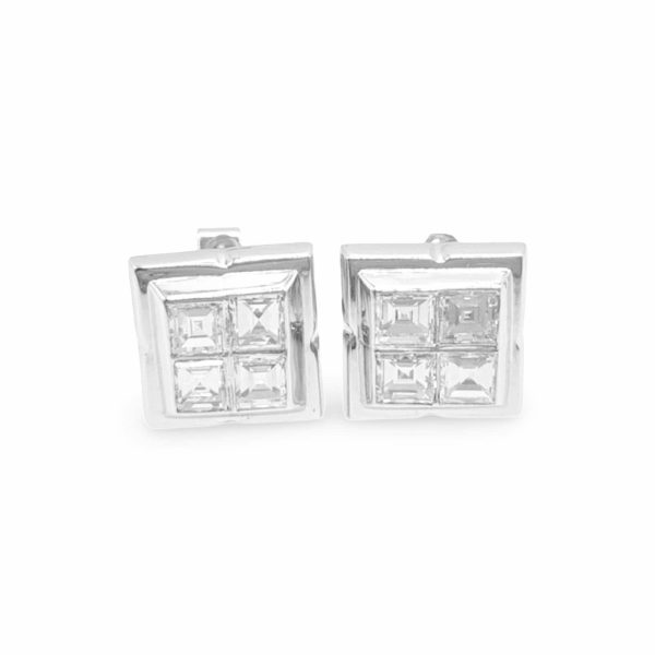 NEW Quadro Princess Brilliant Diamond Stud Earrings 14kt For Cheap