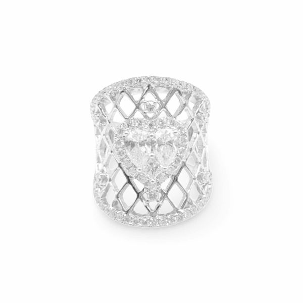 NEW Heart Center Web Statement Diamond Ring 18kt Sale