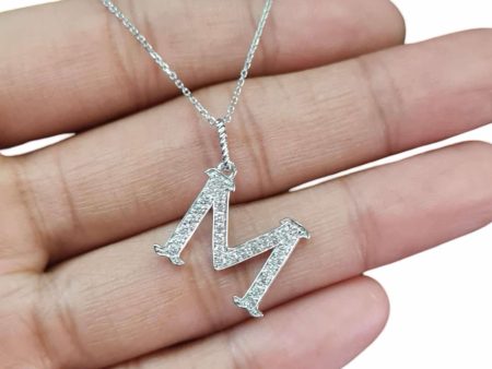 NEW Alpha M Letter Diamond Necklace 14kt Online