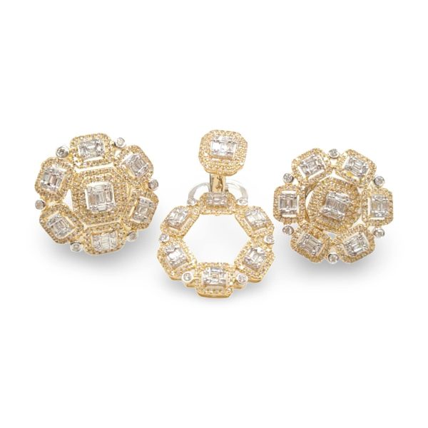 NEW Multi-Wear Square Edge Diamond Jewelry Set 14kt Online Sale