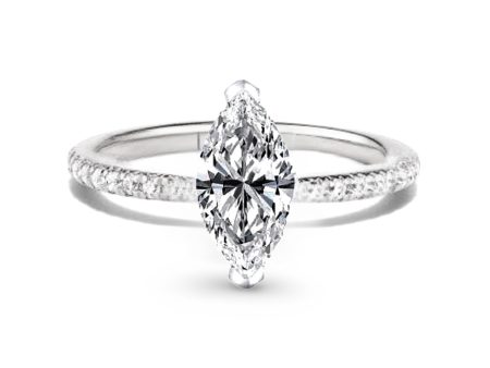 0.54cts G VS Marquise Paved Diamond Engagement Ring 14kt Hot on Sale