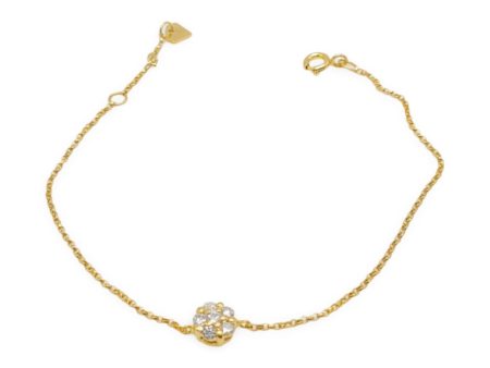 NEW Golden Floral Cluster Bezel Diamond Bracelet 18kt For Sale