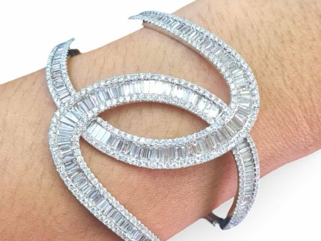 NEW Overlap Twisted Statement Diamond Bangle 18kt For Discount