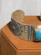 Wide Stamped Turquoise Ingot Cuff by Don Lucas For Sale