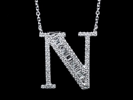 Alphabet Letter N Diamond Necklace 14kt Discount