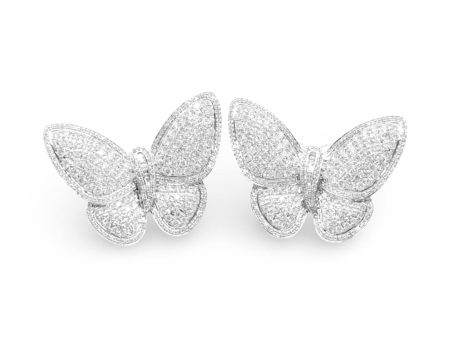 NEW Large Butterfly Deco Diamond Earrings 14kt on Sale