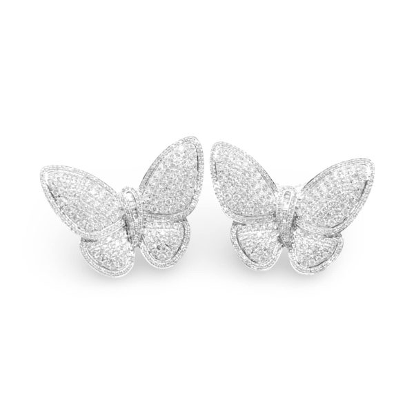 NEW Large Butterfly Deco Diamond Earrings 14kt on Sale