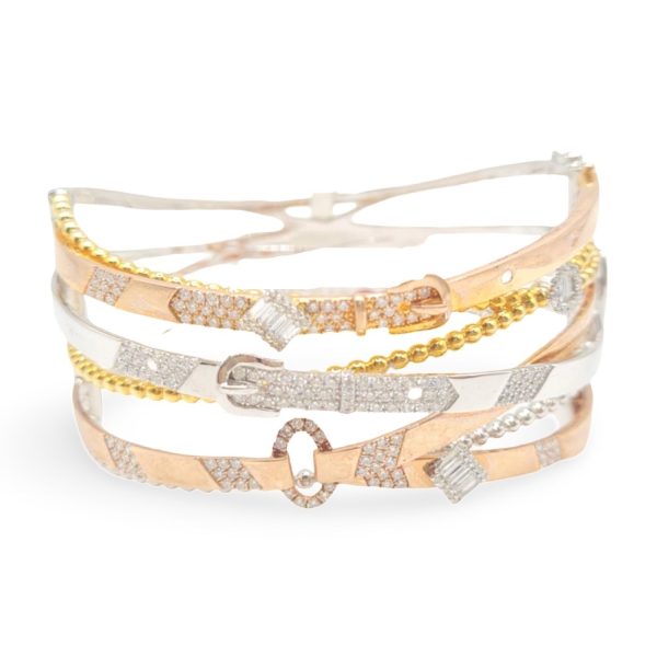 NEW Belt Beaded Statement Diamond Bangle 14kt Online Hot Sale