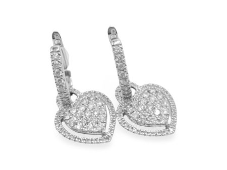 NEW Heart Hoop Dangling Diamond Earrings 14kt For Cheap