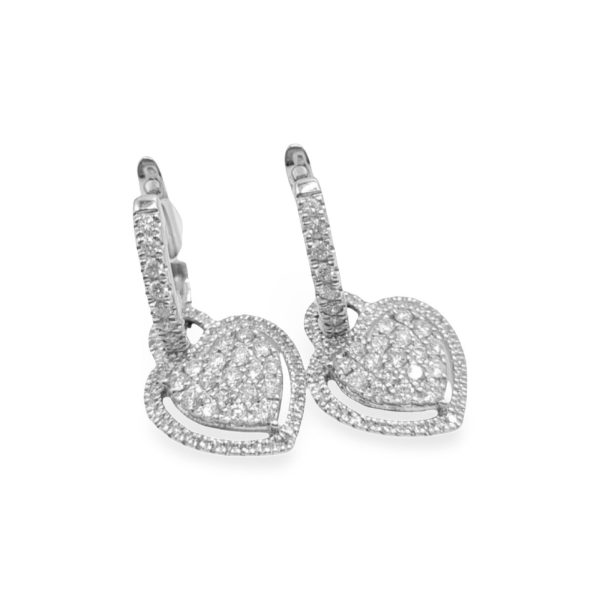 NEW Heart Hoop Dangling Diamond Earrings 14kt For Cheap