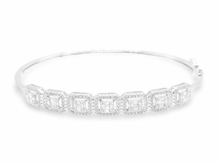 NEW Emerald Halo Diamond Bangle 14kt For Cheap