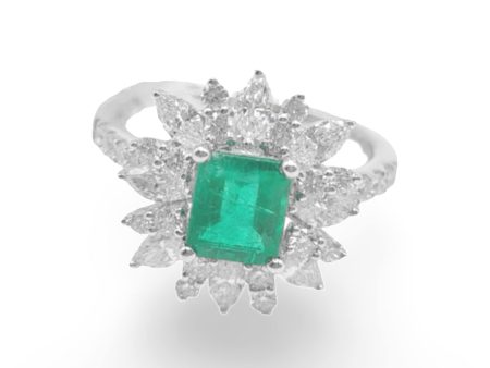 NEW Colombian Emerald Gemstone Invisible Diamond Ring 18kt Online Sale