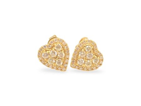 NEW Golden Classic Heart Dainty Diamond Earrings 18kt on Sale