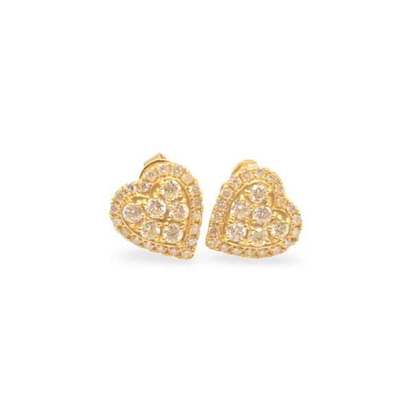 NEW Golden Classic Heart Dainty Diamond Earrings 18kt on Sale