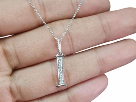 NEW Alpha I Letter Diamond Necklace 14kt on Sale