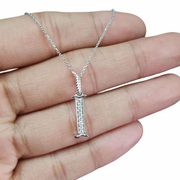 NEW Alpha I Letter Diamond Necklace 14kt on Sale