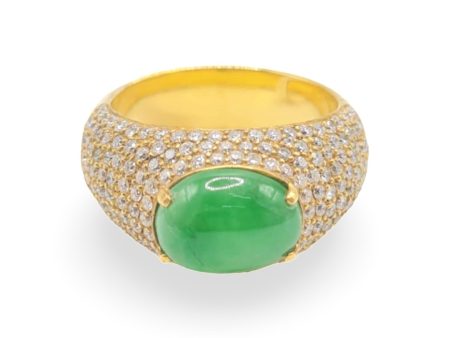 NEW Oval Jade Gemstones Millionaire Half Eternity Diamond Ring 18kt Online Sale