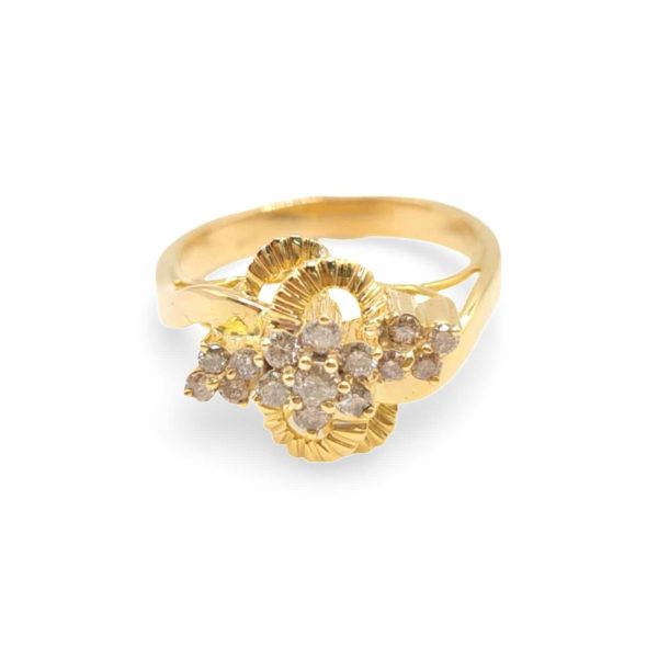 NEW Golden Floral Diamond Ring 14kt For Discount