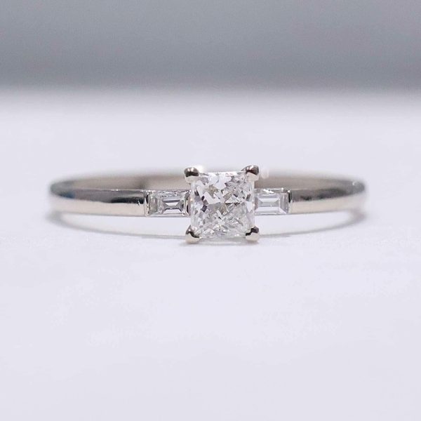 0.51cts G VS1 Princess Baguette Paved Diamond Engagement Ring 14kt #0090 Discount