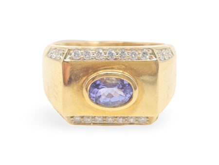 NEW  UNISEX Golden Round Diamond & Nano Gemstone Ring 14kt Online Hot Sale