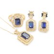 NEW Royal Halo Blue Sapphire Nano Gemstone Diamond Jewelry Set 14kt on Sale