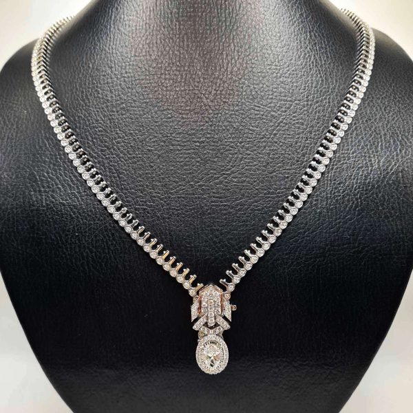 NEW Zip Deco Oval Diamond Necklace 14kt Supply