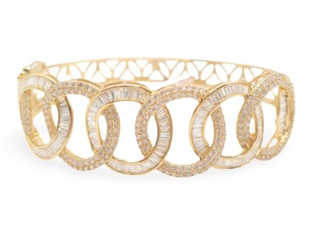 NEW Connected Round Baguette Diamond Bangle 18kt Fashion