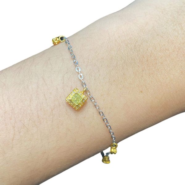 #LVNA2024 | LVNA Signatures Square Cushion Rare Fancy Yellow Colored Station Diamond Bracelet 18kt Supply