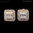 Golden Classic Cushion Halo Stud Diamond Earrings 14kt Hot on Sale