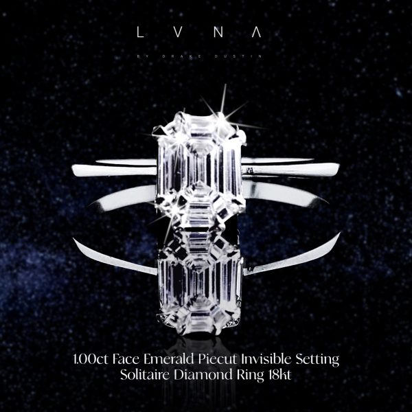 #LVNA2024 | 1.00ct Face Emerald Piecut Invisible Setting Diamond Ring 18kt Online Hot Sale