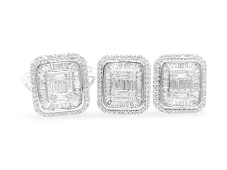 New Large Classic Cushion Baguette Halo Diamond Set 14kt For Discount