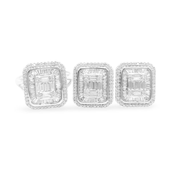 New Large Classic Cushion Baguette Halo Diamond Set 14kt For Discount