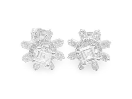 NEW Radiant Floral Stud Diamond Earrings 18kt Online