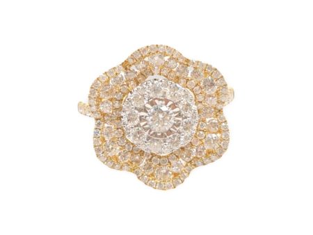 NEW Golden Floral Diamond Ring 18kt on Sale