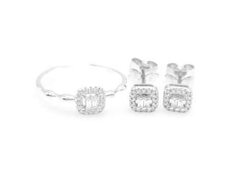 New Classic Square Baguette Diamond Jewelry Set 14kt Discount